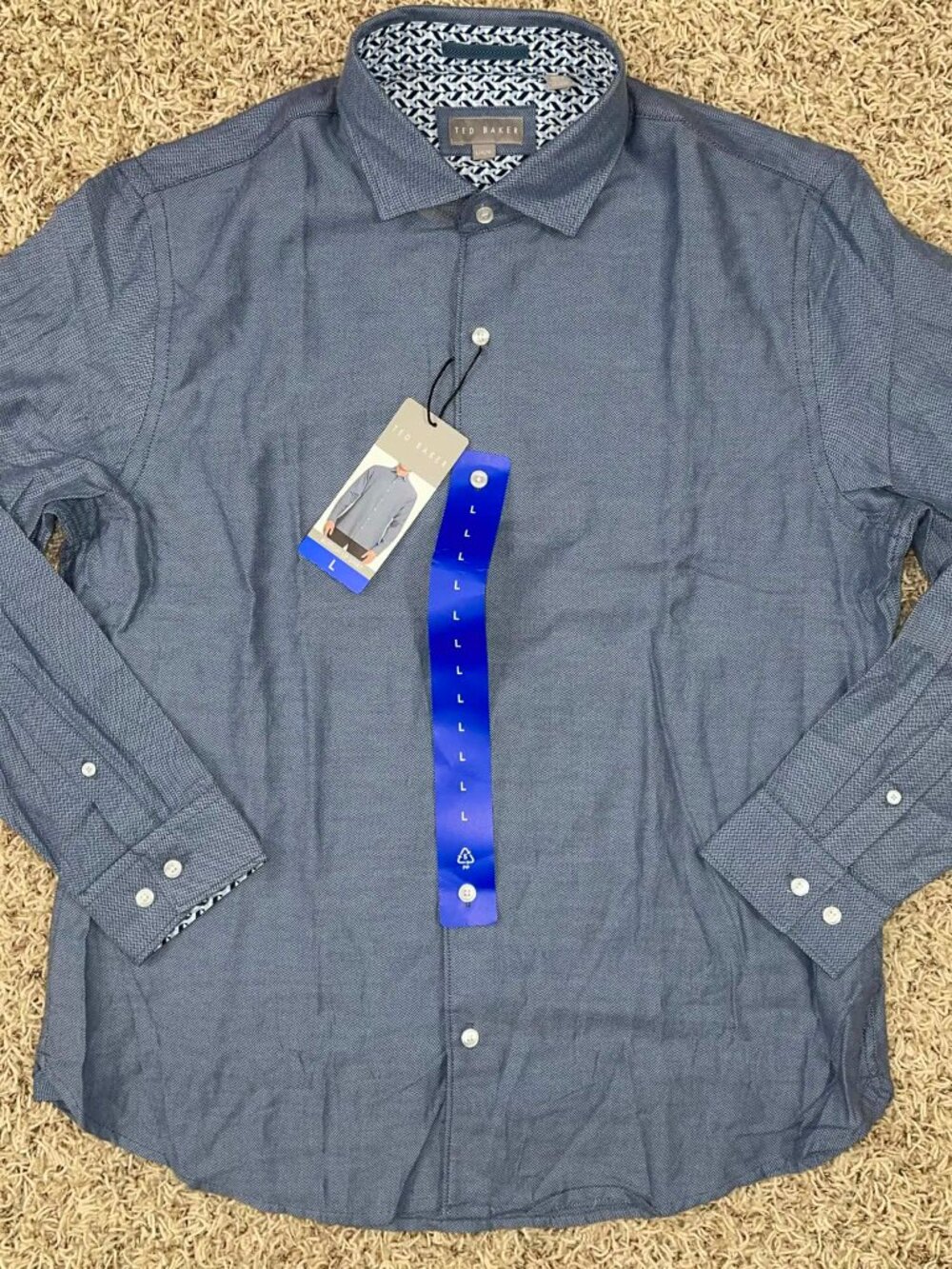 Ted Baker Men's Long Sleeve Button Up Shirt Blue, Size Large (New)